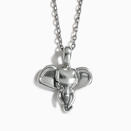 Bortwide "Elephant Head" Safari Sterling Silver Necklace