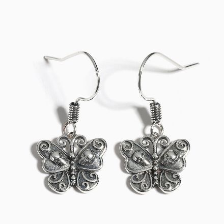 Bortwide "Gothic Butterfly" Skull Sterling Silver Earrings