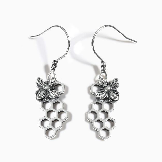 Bortwide "Bee on the Honeycomb" Sterling Silver Earrings