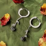 Bortwide "Dangle Rose" Flower Sterling Silver Earrings