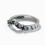 Bortwide "V Shape" Round Cut Sterling Silver Ring