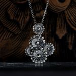 Bortwide "Daisy Bouquet" Flower Sterling Silver Necklace