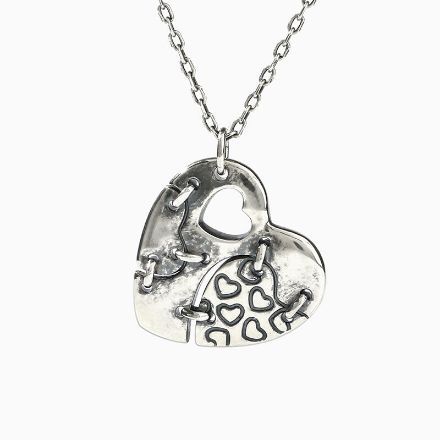 Bortwide "Patched Heart" Sterling Silver Necklace