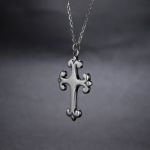 Bortwide "Small Lily" Cross Sterling Silver Necklace