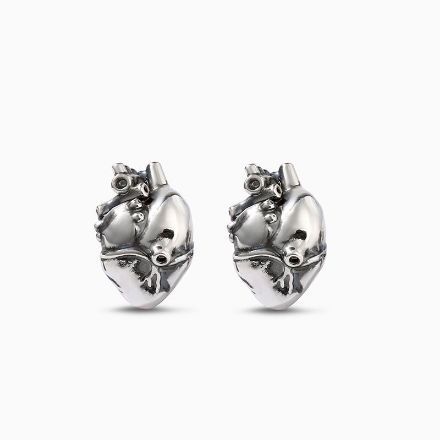 Bortwide "Anatomical Heart" Sterling Silver Stud Earrings