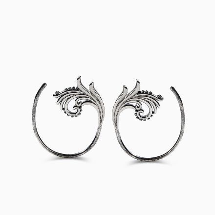 Bortwide "Wave Spiral" Slide Through Sterling Silver Earrings