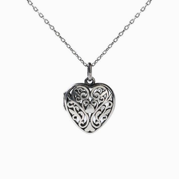 Bortwide "Romantic Heart" Locket Sterling Silver Necklace