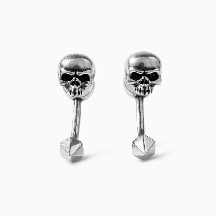 Bortwide "Pyramid Rivet" Skull Sterling Silver Earrings