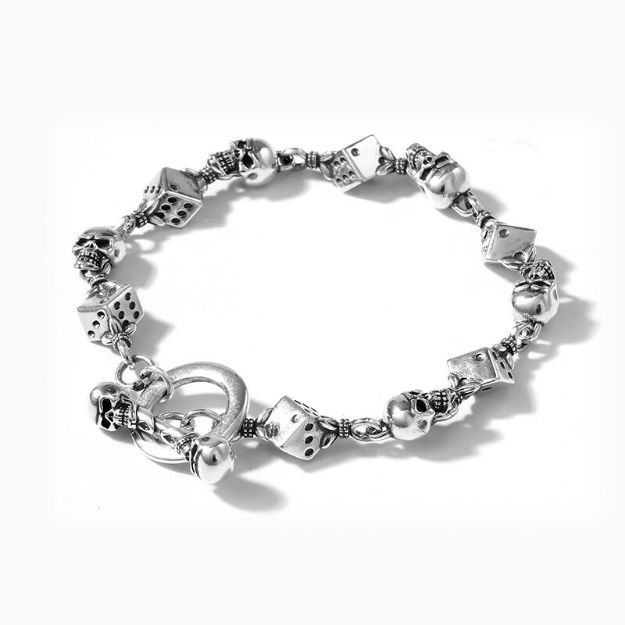 Bortwide "Dice Game" Skull Sterling Silver Bracelet