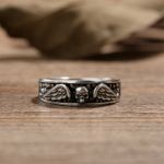 Bortwide "Flying Skull" Wing Sterling Silver Band