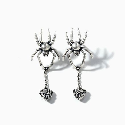 Bortwide "Spider & Heart" Sterling Silver Dangle Earrings