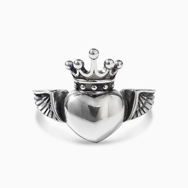 Bortwide "Wings & Crown" Heart Sterling Silver Ring