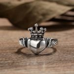 Bortwide "Wings & Crown" Heart Sterling Silver Ring