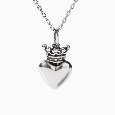 Bortwide "Mini Crown" Heart Sterling Silver Necklace