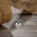 Bortwide "Mini Crown" Heart Sterling Silver Necklace