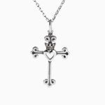 Bortwide "Heart & Crown" Cross Sterling Silver Necklace