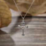 Bortwide "Heart & Crown" Cross Sterling Silver Necklace