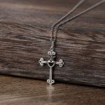 Bortwide "Heart & Crown" Cross Sterling Silver Necklace