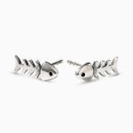 Bortwide "Cartoon Style" Fishbone Sterling Silver Earrings