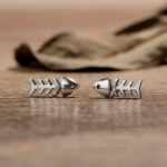 Bortwide "Cartoon Style" Fishbone Sterling Silver Earrings