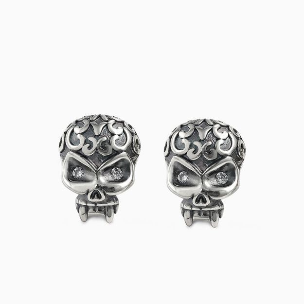 Bortwide "Celtic Culture" Skull Sterling Silver Earrings