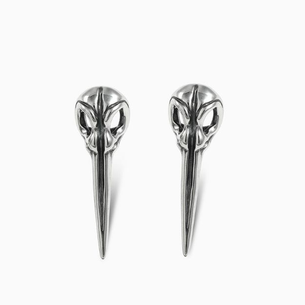 Bortwide "Cool Bird" Skull Sterling Silver Earrings