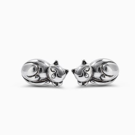 Bortwide "Lazy Cat" Sterling Silver Earrings