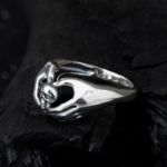 Bortwide "Claddagh" Skull Design Sterling Silver Ring