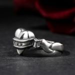 Bortwide "Carved Love" Heart Design Sterling Silver Ring