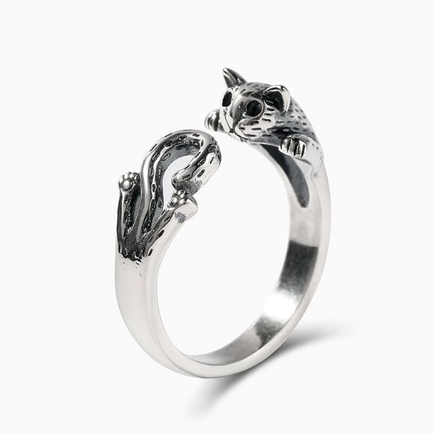 Bortwide "The Finger Pet" Cat Sterling Silver Open Ring