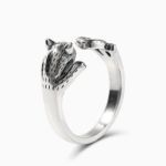 Bortwide "The Finger Pet" Cat Sterling Silver Open Ring