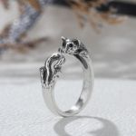 Bortwide "The Finger Pet" Cat Sterling Silver Open Ring