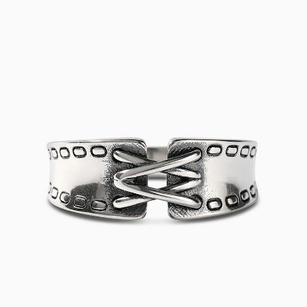 Bortwide "Punk Style" Belt Design Sterling Silver Ring