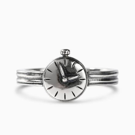 Bortwide "Back to the Past" Clock Sterling Silver Ring