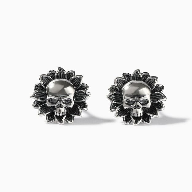 Bortwide "Sunflower Skull" Sterling Silver Earrings