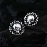 Bortwide "Sunflower Skull" Sterling Silver Earrings