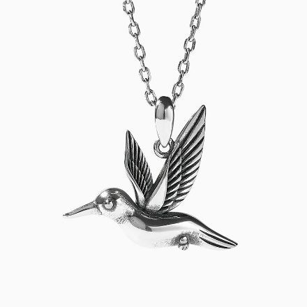 Bortwide "Hummingbird in Flight" Sterling Silver Necklace