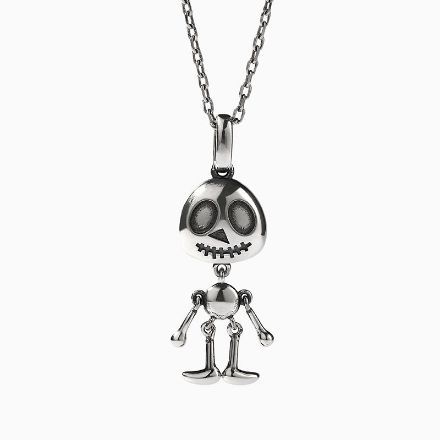 Bortwide "Pumpkin King" Skull Sterling Silver Necklace