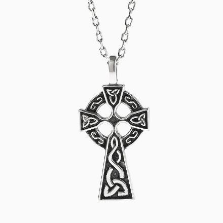 Bortwide "Celtic Trinity" Cross Sterling Silver Necklace