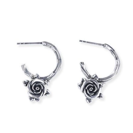 Bortwide Heart Leaves Rose Branch Earrings