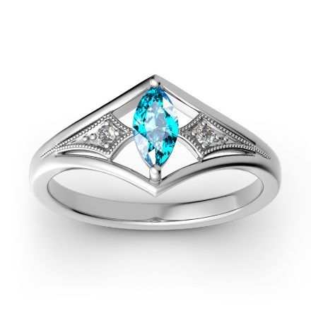 Bortwide Milgrain Marquise Cut Sterling Silver Ring