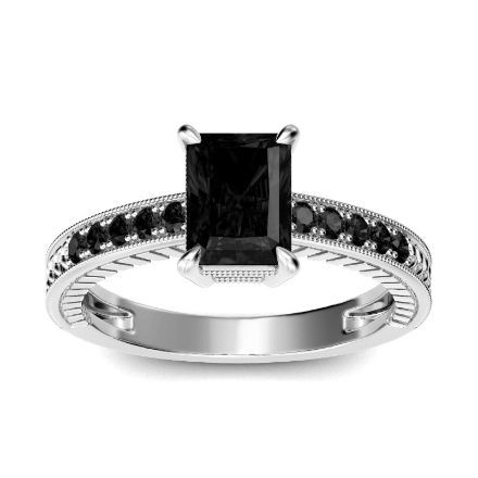 Bortwide Milgrain Radiant Cut Sterling Silver Ring