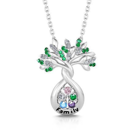 Bortwide Family Tree Sterling Silver Personalized Necklace