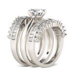 Bortwide Art Deco Round Cut Sterling Silver 3PC Ring Set