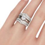 Bortwide Art Deco Round Cut Sterling Silver 3PC Ring Set