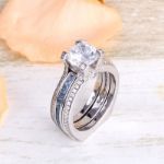 Bortwide Interchangeable Round Cut Sterling Silver Ring Set