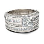 Bortwide Princess Cut Sterling Silver Women's Ring Set