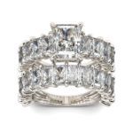 Bortwide Classic Radiant Cut Sterling Silver Ring Set