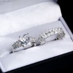 Bortwide Classic Radiant Cut Sterling Silver Ring Set