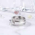 Bortwide 3PC Round Cut Sterling Silver Ring Set